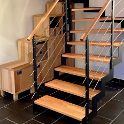 Design steel stair with wooden treads